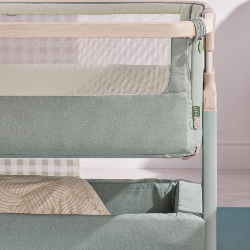 Tutti Bambini Cozee Air 2 Bedside Crib, Whitewash / Kelp