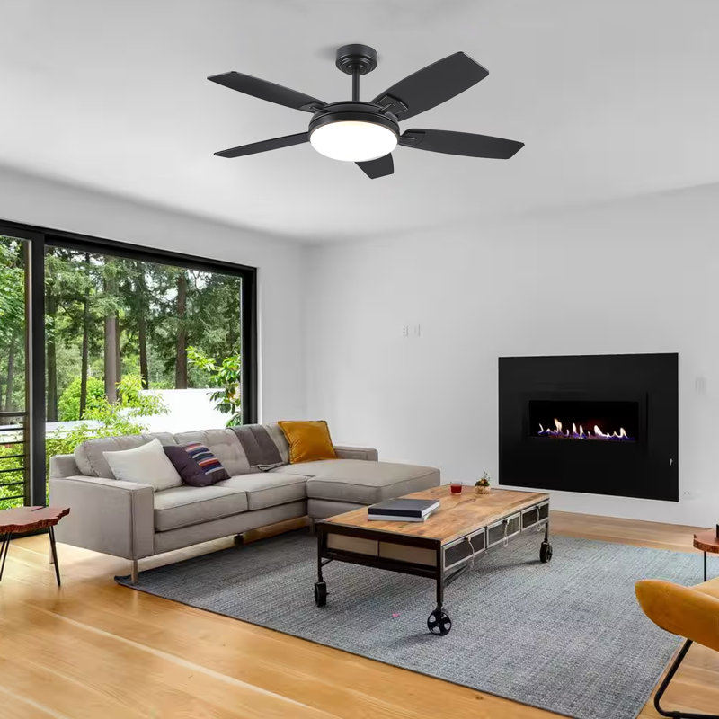 Ventilateurs de plafond 52 pales 52 pouces avec lumières et télécommande, Noir / brun