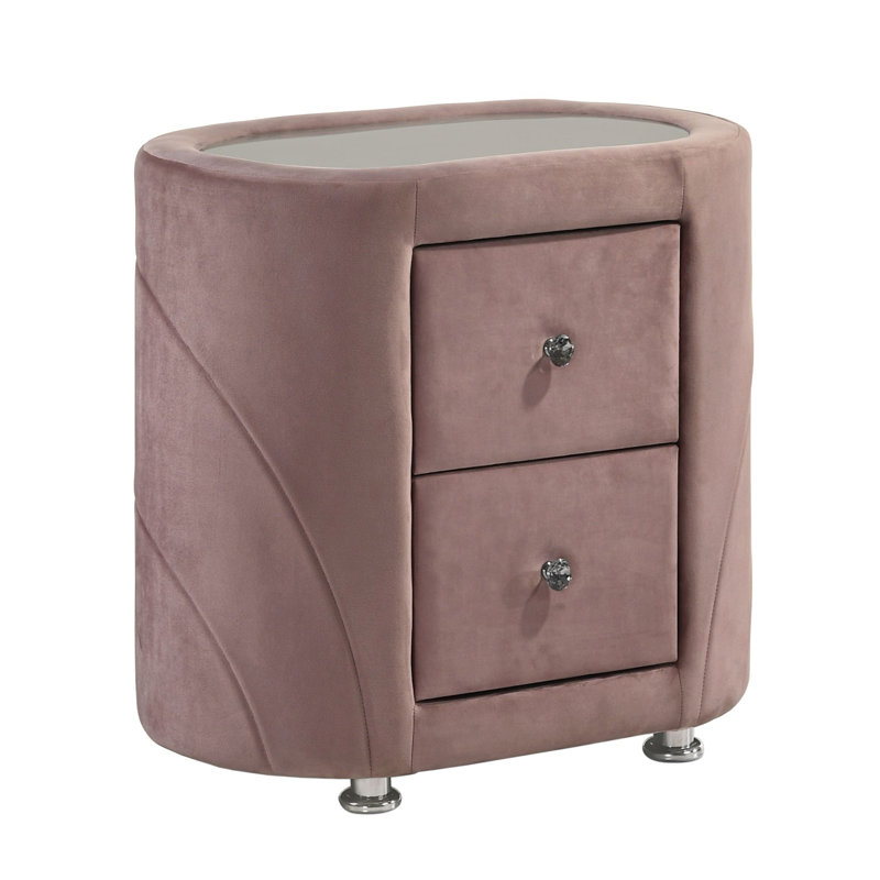 Table de chevet 2 tiroirs rose