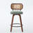 Set Of 3, 26-Inch Counter Height Bar Stools With Swivel, Cane Rattan Back, And Light Green Linen Upholstered Seats For Kitchen Island Or Bar | Gift Idea-426162266-426162261