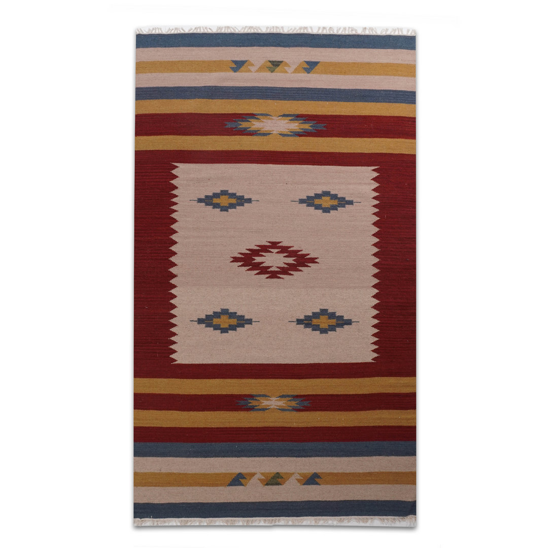 Manns HAND WOVEN FLAT WEAVE KILIM WOOL ECO-FRIENDLY AREA RUGS - Multicolor | Contemporary Design | Area Rugs for Living room, Bedroom Union Rustic Rug 