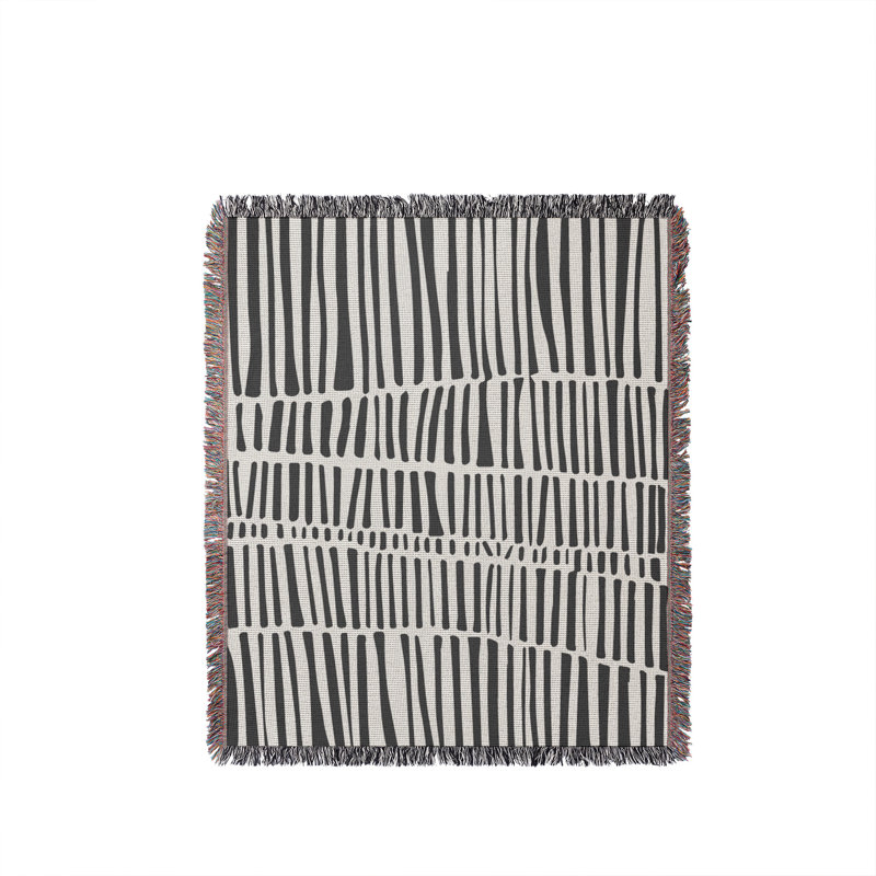 Jeté en coton Afia Tribal, Simple, Gris