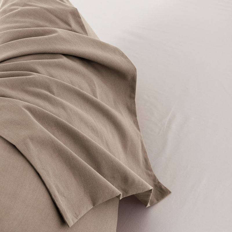 Taies d'oreiller 100% coton lavé MooMee, Ensemble de taies d'oreiller pour grand lit, Brun
