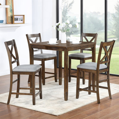 Ensemble de table de salle à manger 5 pièces avec table carrée spacieuse et chaises confortables
