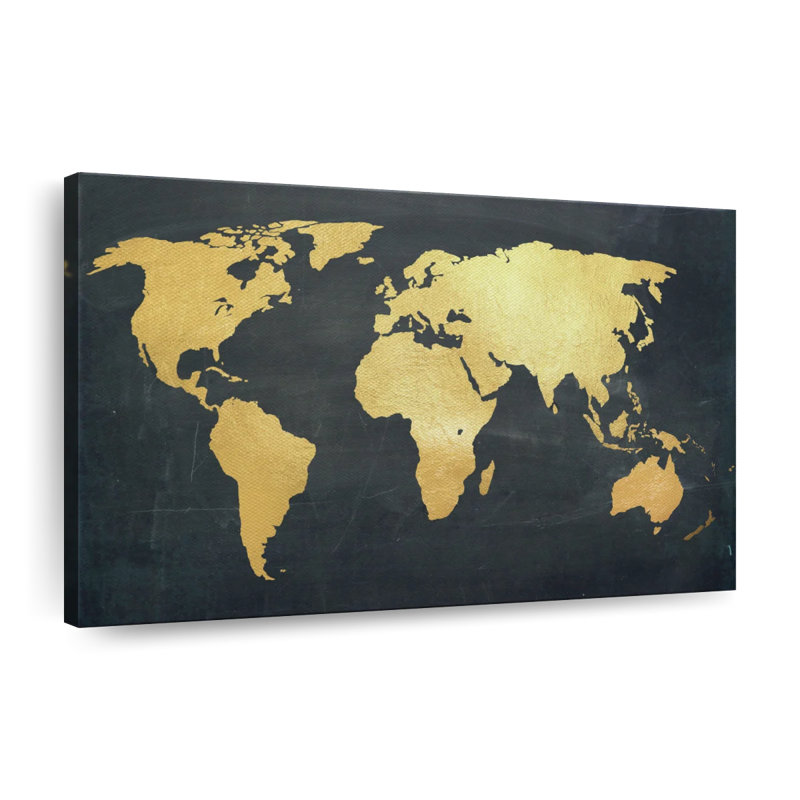 «World Map Adventure Awaits World Map», reproduction sur toile, H 32 po x l 48 po x P 1,25 po