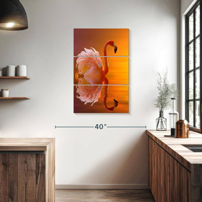 Brampt Flamingo Water Reflection, 38" H  x 24" W