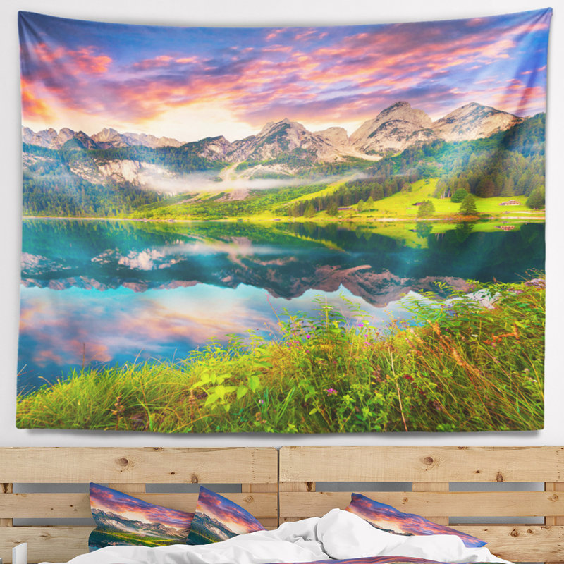 Tapisserie en polyester vorderer gosausee lake avec accessoires suspendus inclus, H 50 po x l 60 po