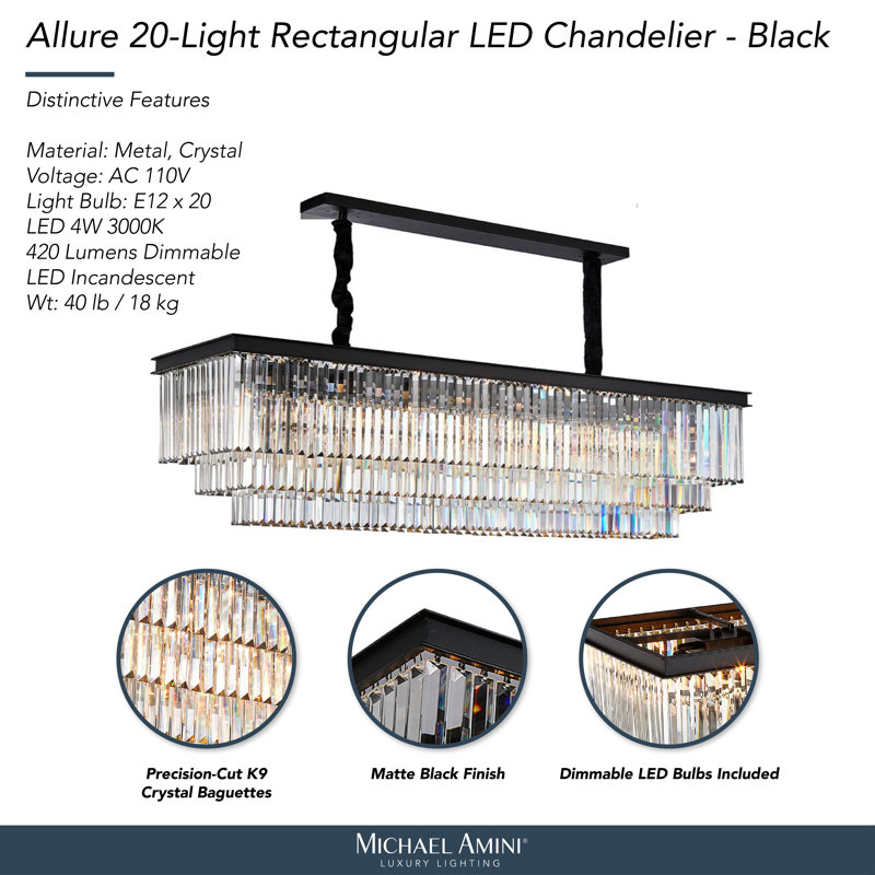 Allure 20-Light Rectangular LED Chandelier