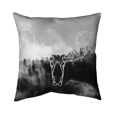 Minimalist moose head - 18"x18" Throw pillow - Poly twill - Print on demand