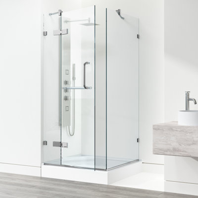 Monteray 36" W x 36" D x 79" H Hinged Frameless Shower Enclosure with 3/8  Clear Glass&Base