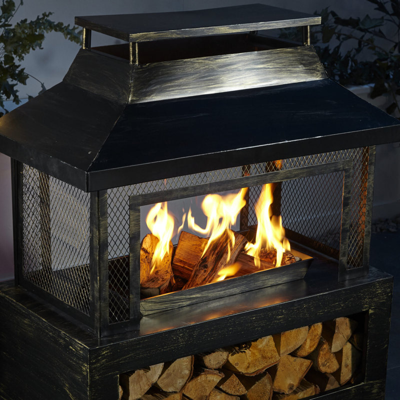 Walpurga Rectangle Steel Wood Burning Outdoor Fireplace