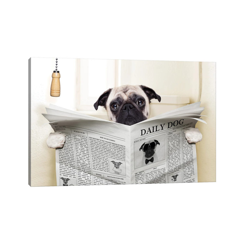 Dog Toilet by Unknown Artist - Wrapped Canvas Gallery-Wrapped Canvas Giclée, 30.48 cm H x 45.72 cm W