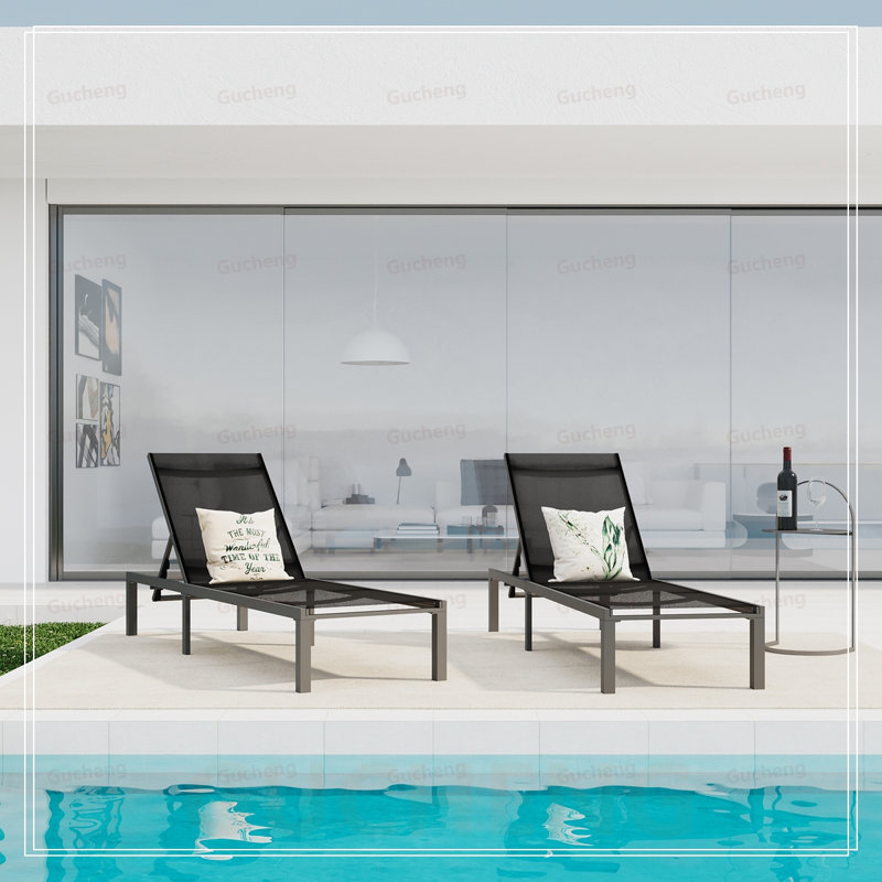 Ensemble de 2 chaises longues d'extérieur Westport avec dossier réglable et structure en aluminium pour une détente confortable