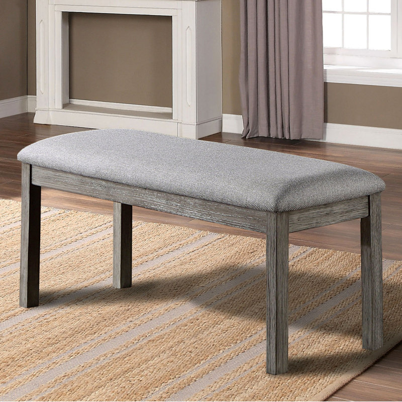 Gray Color Dining Bench Padded Seat 1Pc Bench Kitchen Dining Room Wire-Brushed Finish