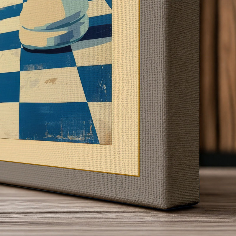 Queen and Pawn Retro - Wrapped Canvas, 18x12 - 45.7 x 30.5 cm, Taupe Border
