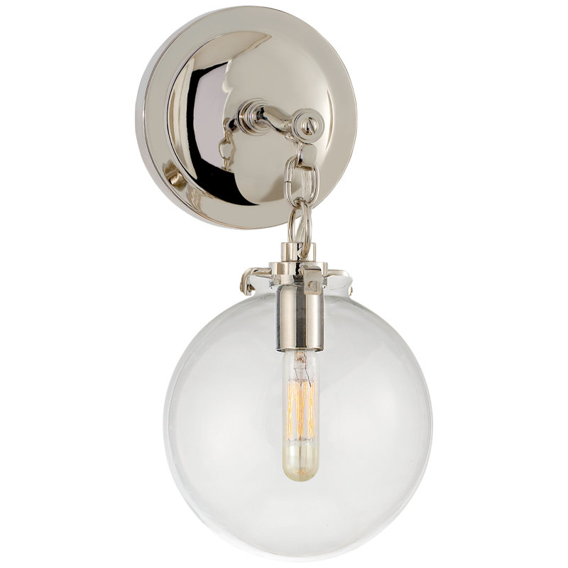 Thomas O'Brien Katie Small Globe Sconce, Clear , Polished Nickel