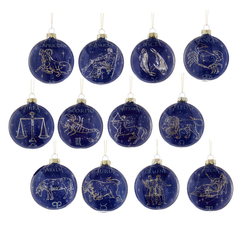 4'' Glass Astrology & Stars Ball Ornament