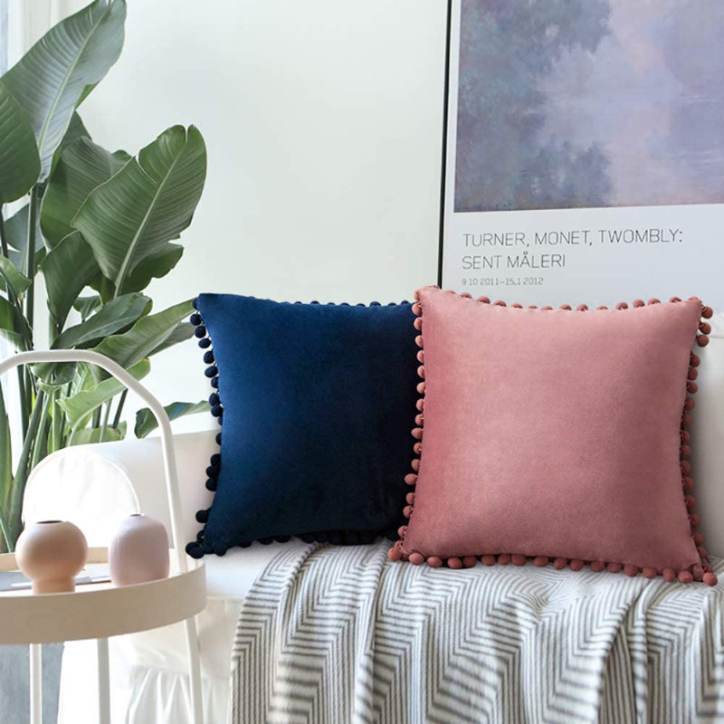 Housse de coussin carrée, Bleu foncé