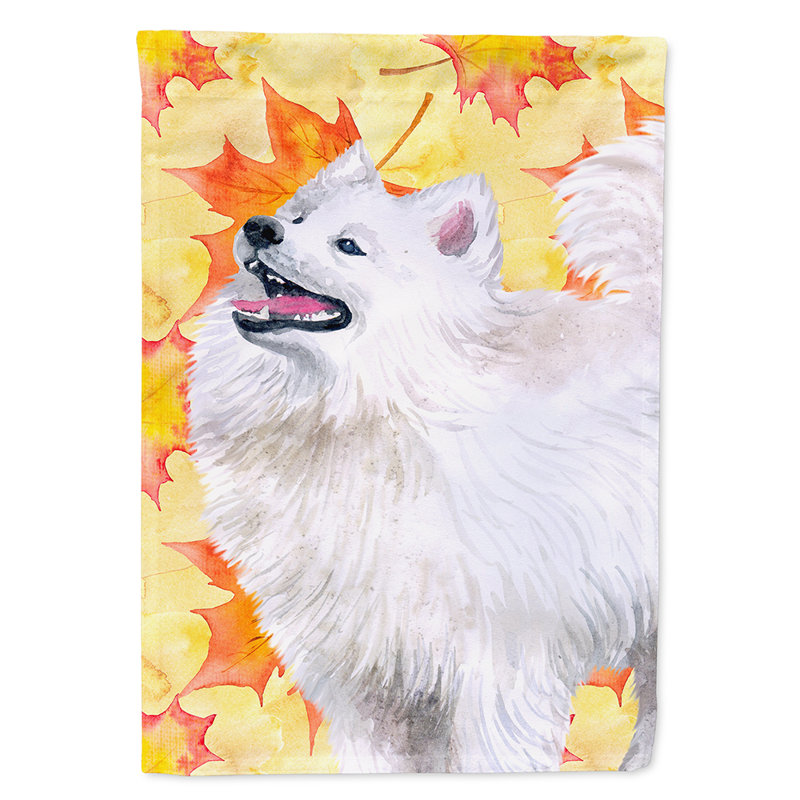 Automne 2 côtés en polyester 15 x 11 po drapeau de jardin, Samoyède