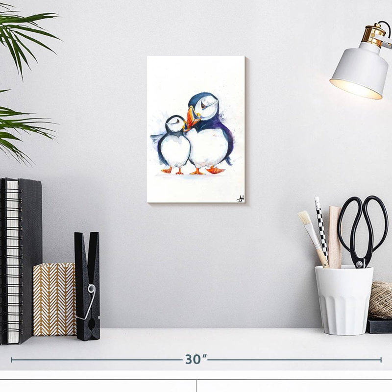 Parading Puffins, 12" H x 8" W