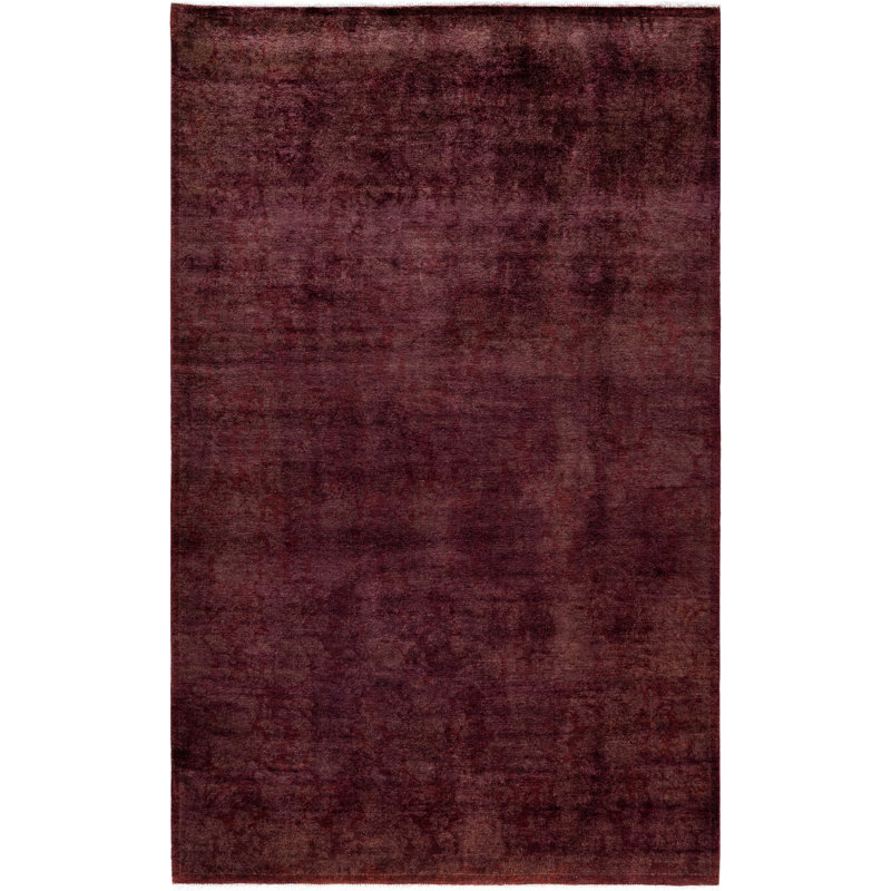 Tapis mauve moderne et contemporain en laine noué à la main Dail 4 pi 7 po x 7 pi 1 po
