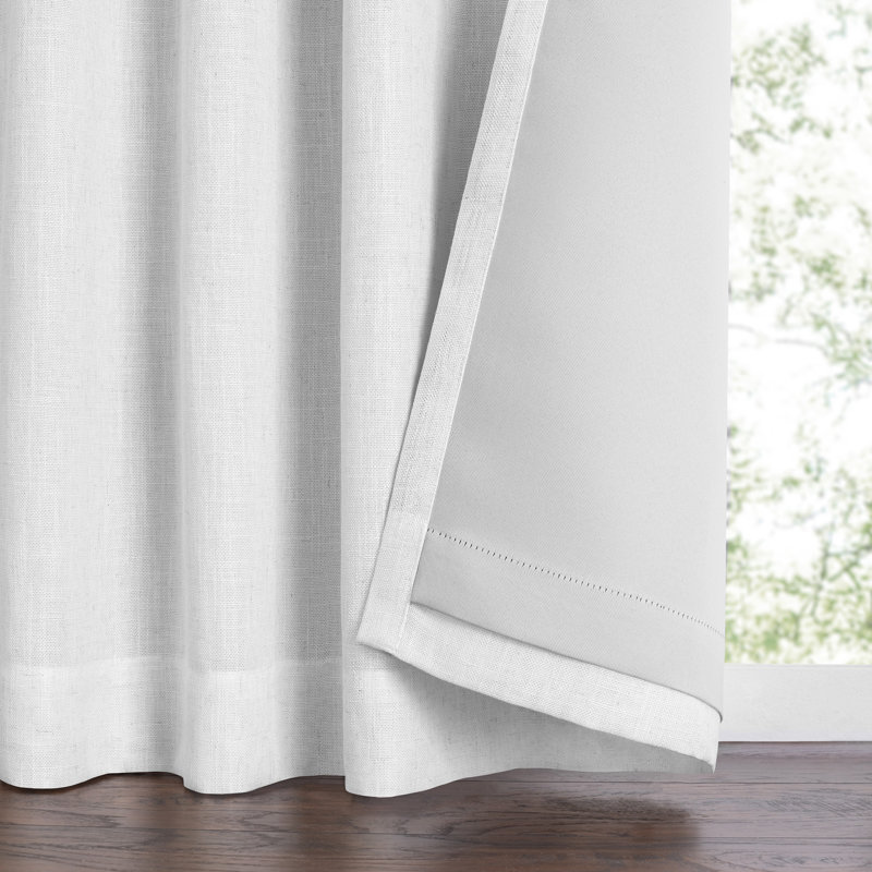 Byoung Polyester Linen Blend Room Darkening Window Curtain, White, 52" W x 108" L