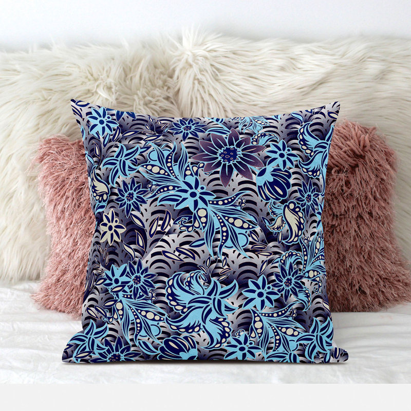 Housse et insert de coussin décoratif en polyester, 16 po x 16 po, Mauve / Bleu