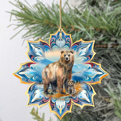 Large Wooden Ornament Christmas Bear Decorative Accent