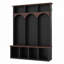 Arched Design Wooden Hall Tree with Storage Bench with 5 Black Hooks-761883340
