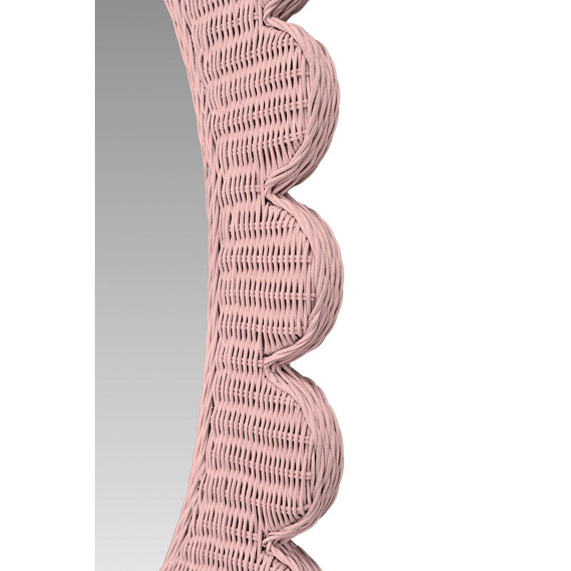 Rectangle Rattan Mirror, Woven Rattan Painted Pink