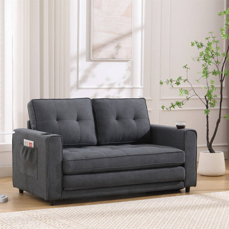 Canapé-lit convertible 3-en-1 avec futon, Gris foncé