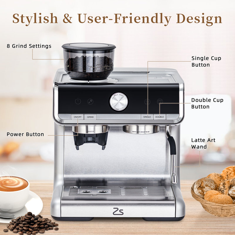 Sangdo Semi-Automatic Espresso Machine with Frother