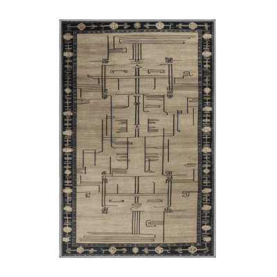 Machine Washable Art Deco Gray Area Rug