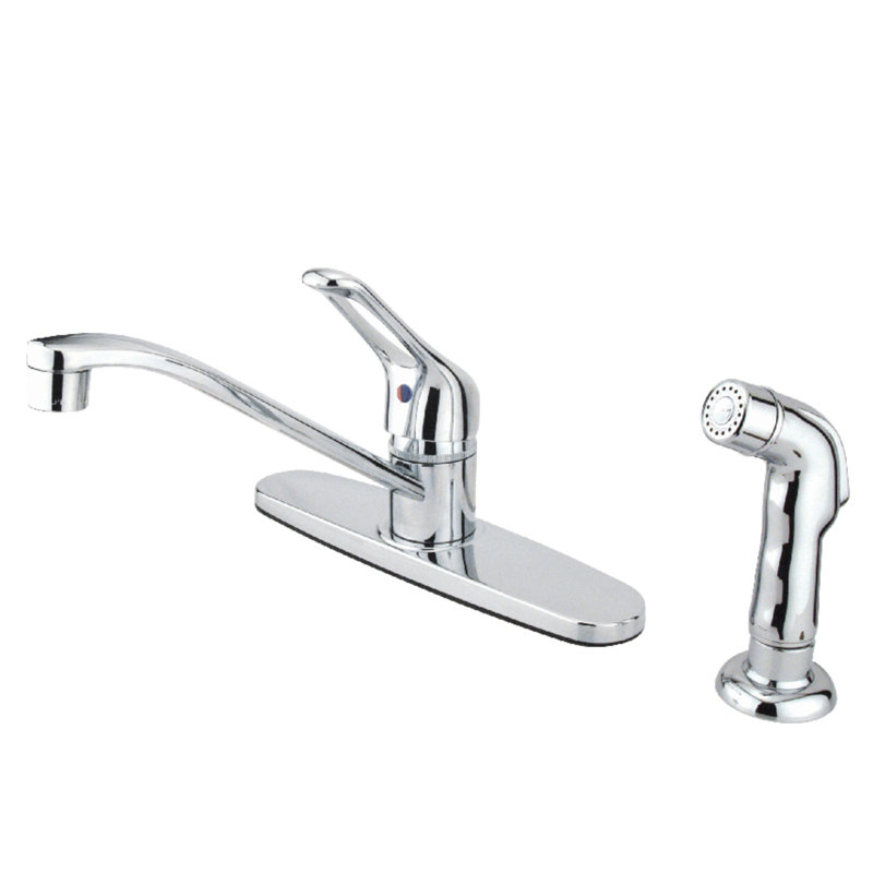 Wyndham Centerset Single Handle Kitchen Faucet, Brushed Nickel, Brass