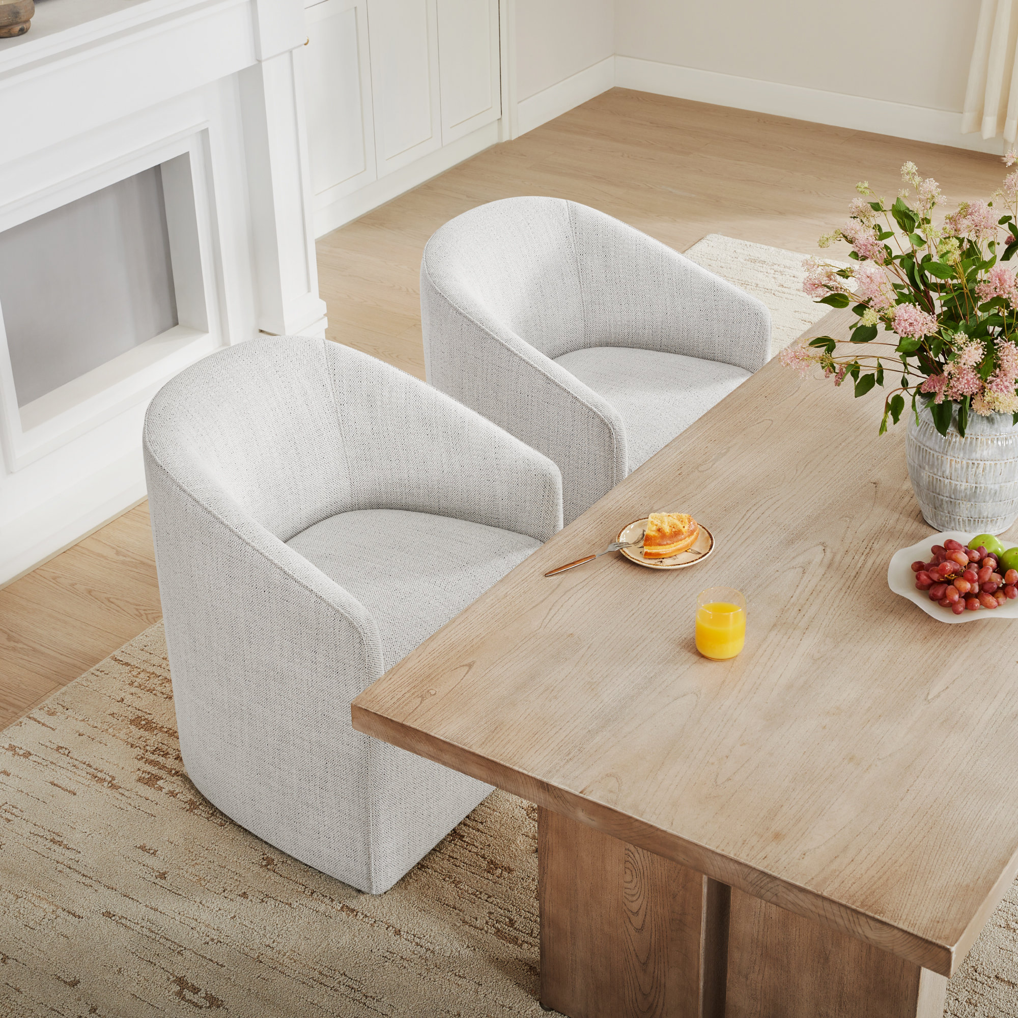 Myers Caster Dining Chair, Prestige Ivory Basketweave