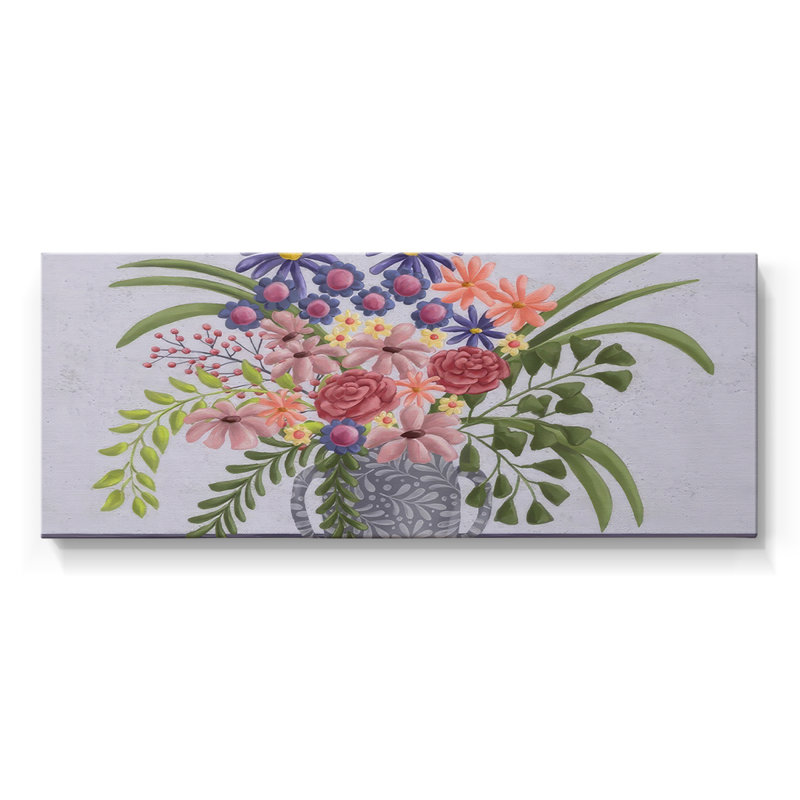 Snappy Bouquet I - Toile tendue avec châssis - Prêt à accrocher, H 12 po x l 30 po