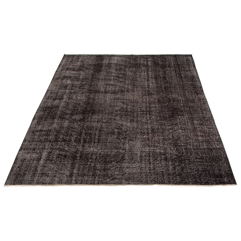 Tapis noir en laine noué à la main de conception unique 2000S 6 pi 11 po x 9 pi 9 po Odes