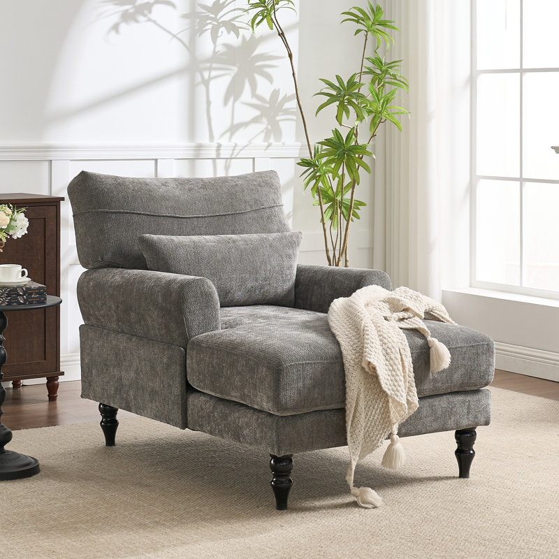 Chaise longue rembourrée avec coussin, Gris