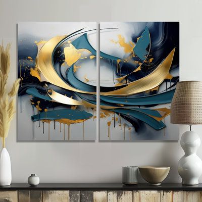 Tourbillons de fractale abstraite dorée et grise de sérénité I - art abstrait de grande fractale abstraite