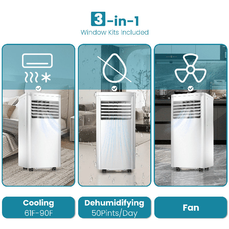 3 In 1 Portable Air Conditioner With Dehumidifier & Fan With Remote Control
