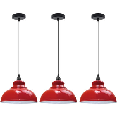 3 Pack Modern Pendant Light Fixtures, Metal Hanging Ceiling Lights with Adjustable Cord, E26 Base Lighting for Kitchen Island, Dining Room, Bedroom, Hallway, Contemporary Style