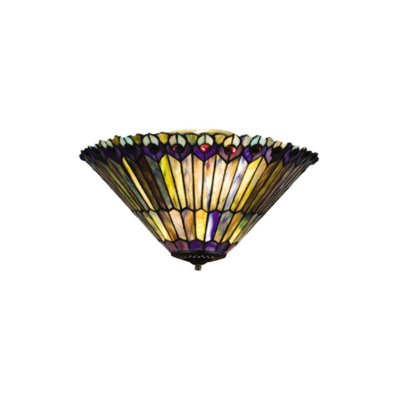 Tiffany Jeweled Peacock 3-Light Bowl Ceiling Fan Light Kit