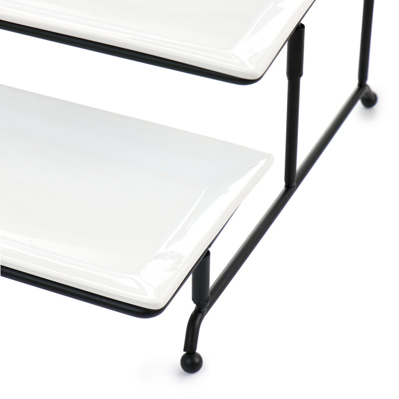 Ebern Designs 3 Tier Rectangular Plate Porcelain Serveware Set
