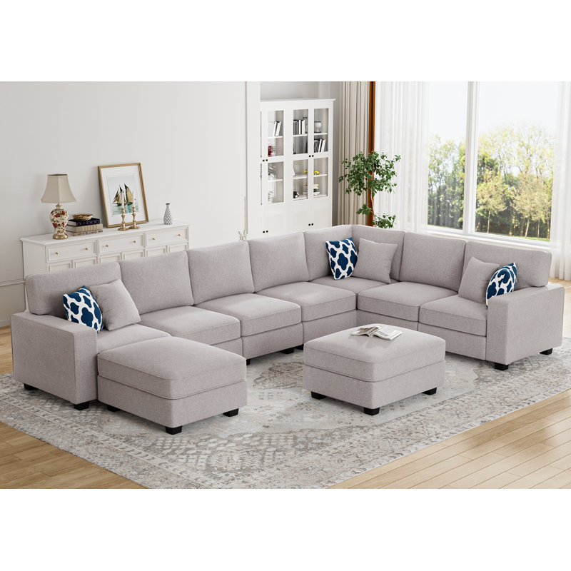 Canapé modulaire réversible à combinaison flexible, Mélange de polyester gris