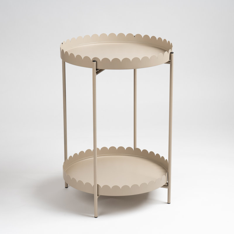 50cm Round Scallop Table, Beige