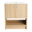 Meuble-lavabo de 76 cm (30 po), contreplaqué de chêne, céramique - Meuble-lavabo autoportant en contreplaqué avec lavabo et grand espace de rangement