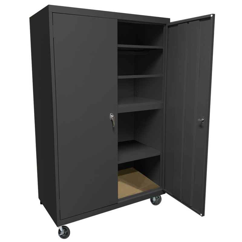 Armoire de rangement soudée mobile H 72 po x l 36 po x P 24 po, Gris anthracite, 66" H x 36" W x 24" D