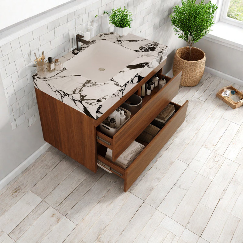 Meuble-lavabo compact compact avec faux lavabo en marbre pour petits espaces