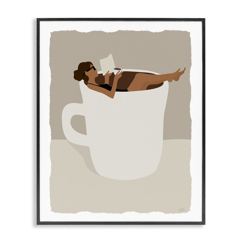 «Morning Coffee Minimalisme», estampe numérique de Natalie Carpentieri, H 20 po x l 16 po, Giclée encadrée noir minuit