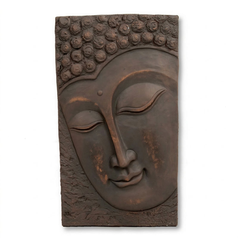 BUDDHA Plaque Portrait 56cm Bronze Effect